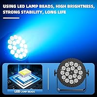 Vista 4 de Luces LED de Escenario 12X18W RGBWAUV 6en1 Luces Par Can de Iluminación Par con Control DMX Activadas por Sonido Uplights para Eventos Iglesia DJ