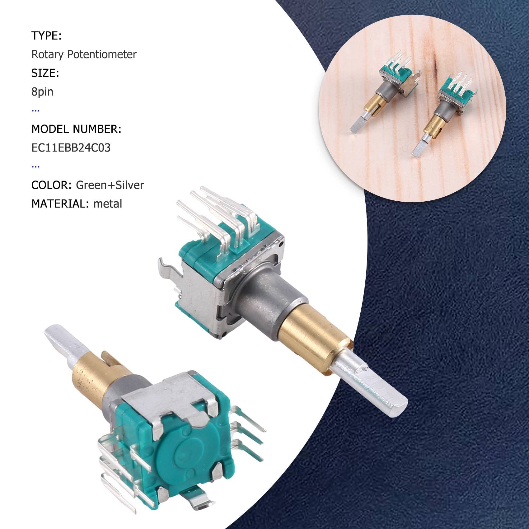 Encoder Rotante EC11EBB24C03 Doppio Asse Con Pulsante - 30 Posizioni, 15 Impulsi Per Giro