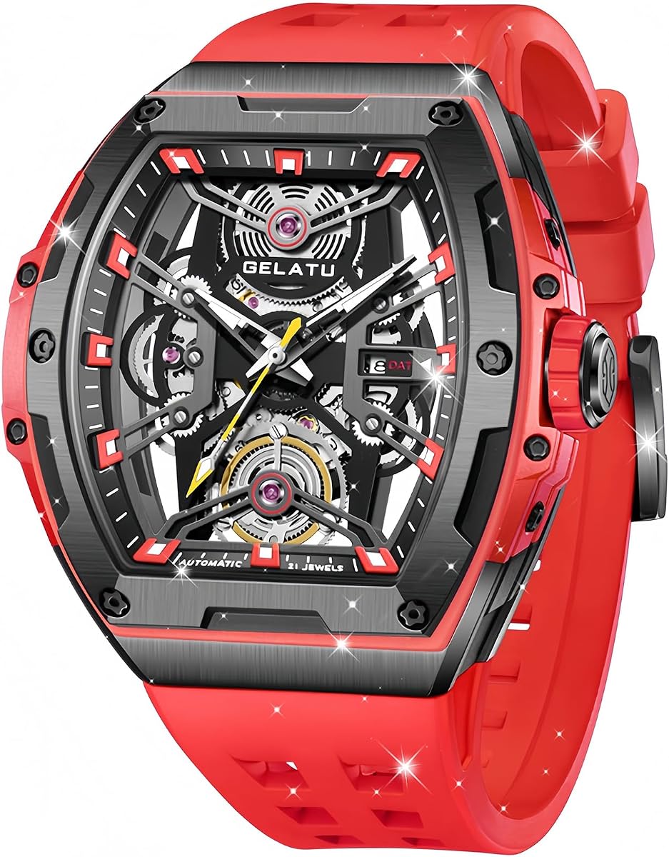 OLEVS Men Automatic Watch Diamond Skeleton Mechanical Original Luxury Self Winding Wrist Watch for Men