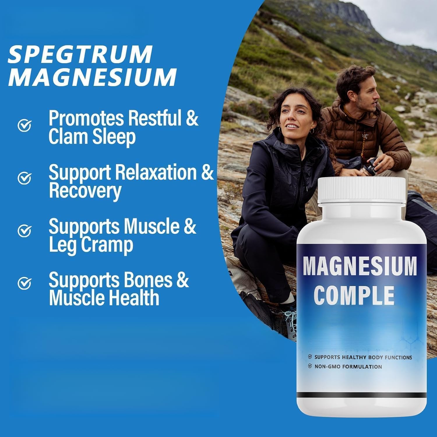 Complesso di magnesio; migliora la qualità del sonno | Aiuta il recupero muscolare ed energetico; migliora le prestazioni fisiche