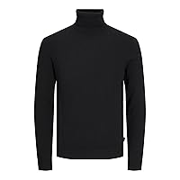JACK & JONES Jjeemil Knit Roll Neck Noos Dolcevita, Nero (Black Black)