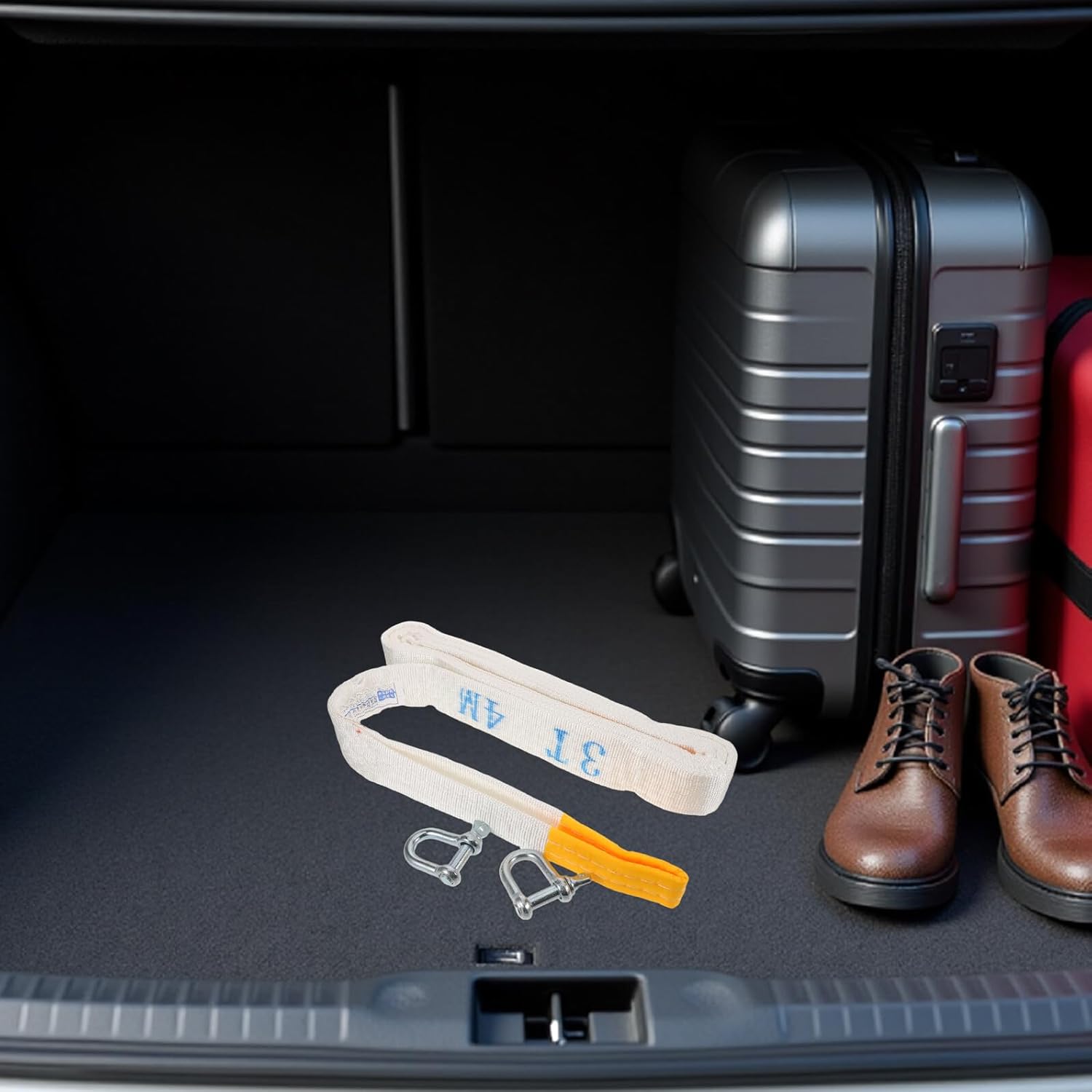 Luxshiny 3 Ton 4 Meter Car Trailer Towing Rope with Metal Hooks Heavy Duty Automotive Tow Strap for SUV Truck Emergency Vehicle and Outdoor Towing