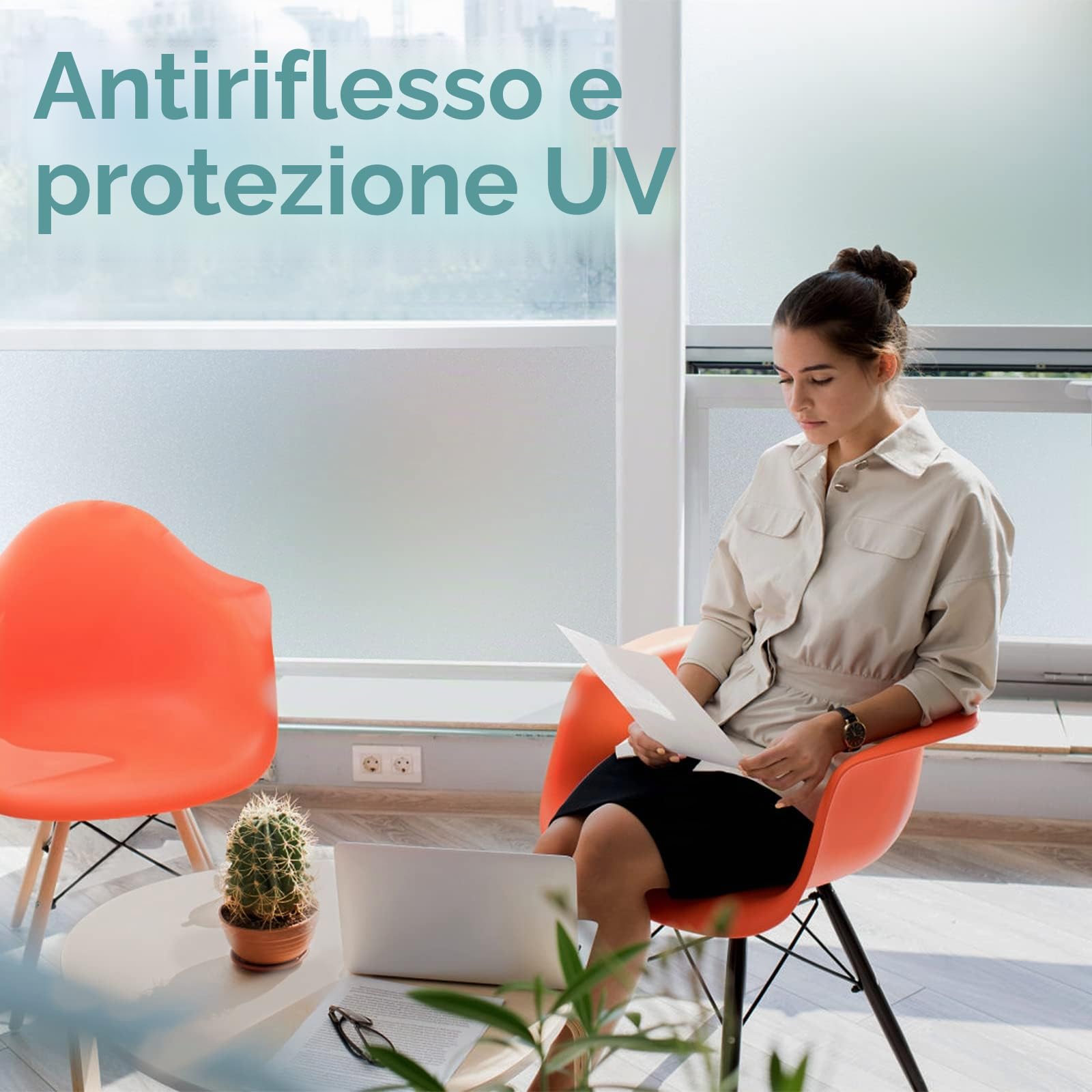 DOWELL Pellicola autoadesiva per finestre, opaca, 90 x 400 cm | Pellicola protettiva opaca per esterni e interni, adesiva, statica, per porte in vetro smerigliato