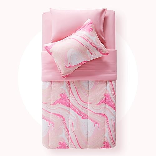 Miniatura 2 de SLEEP ZONE - Juego de edredón suave tamaño Individual para niños, 5 piezas con edredón, sábana, funda de almohada y de cojín, resistente a la