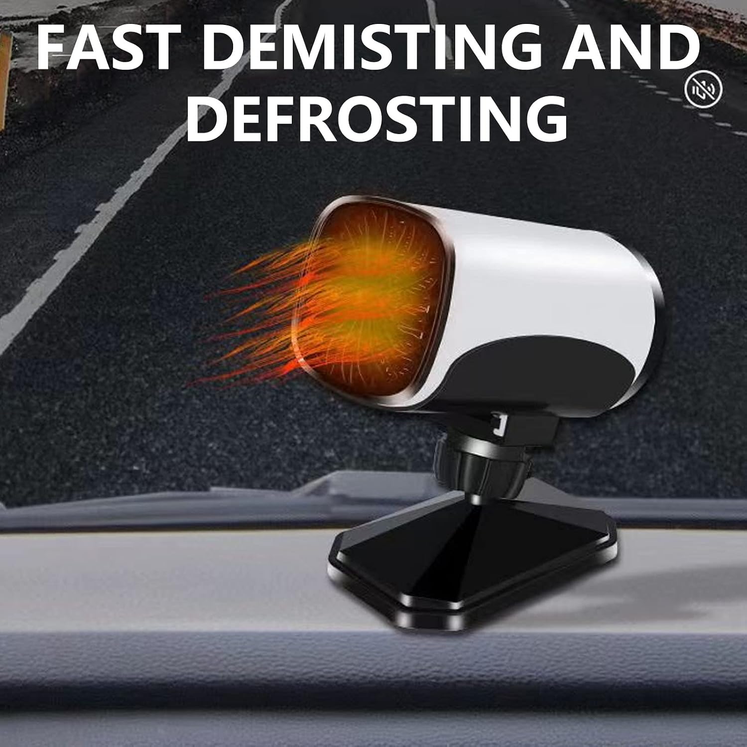Generic Car Heater, Portable Windshield Defogger Defroster, Rotatable 2 Modes Car Heater Defroster, 12V 150W Plug in Automobile Windscreen Fan with Suction Holder for Outdoor Indoor Car (White)