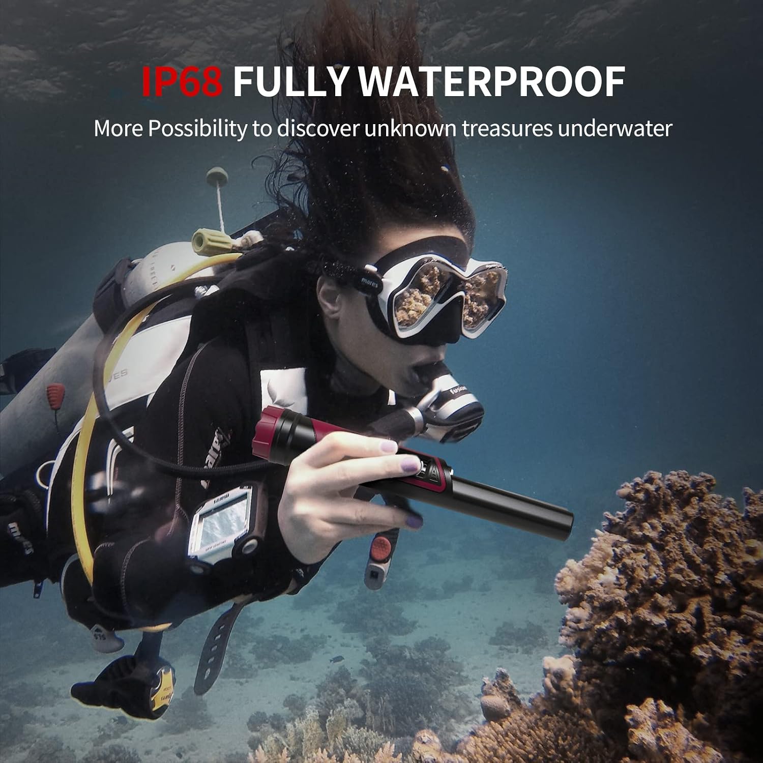 DR.ÖTEK Metal Detector Pinpointer IP68 Fully Waterproof Underwater Handheld Pin Pointer with LCD Screen Innovative Interference Cancellation, Higher Sensitivity, 3 Alert Modes, for Gold, Relics, Coins