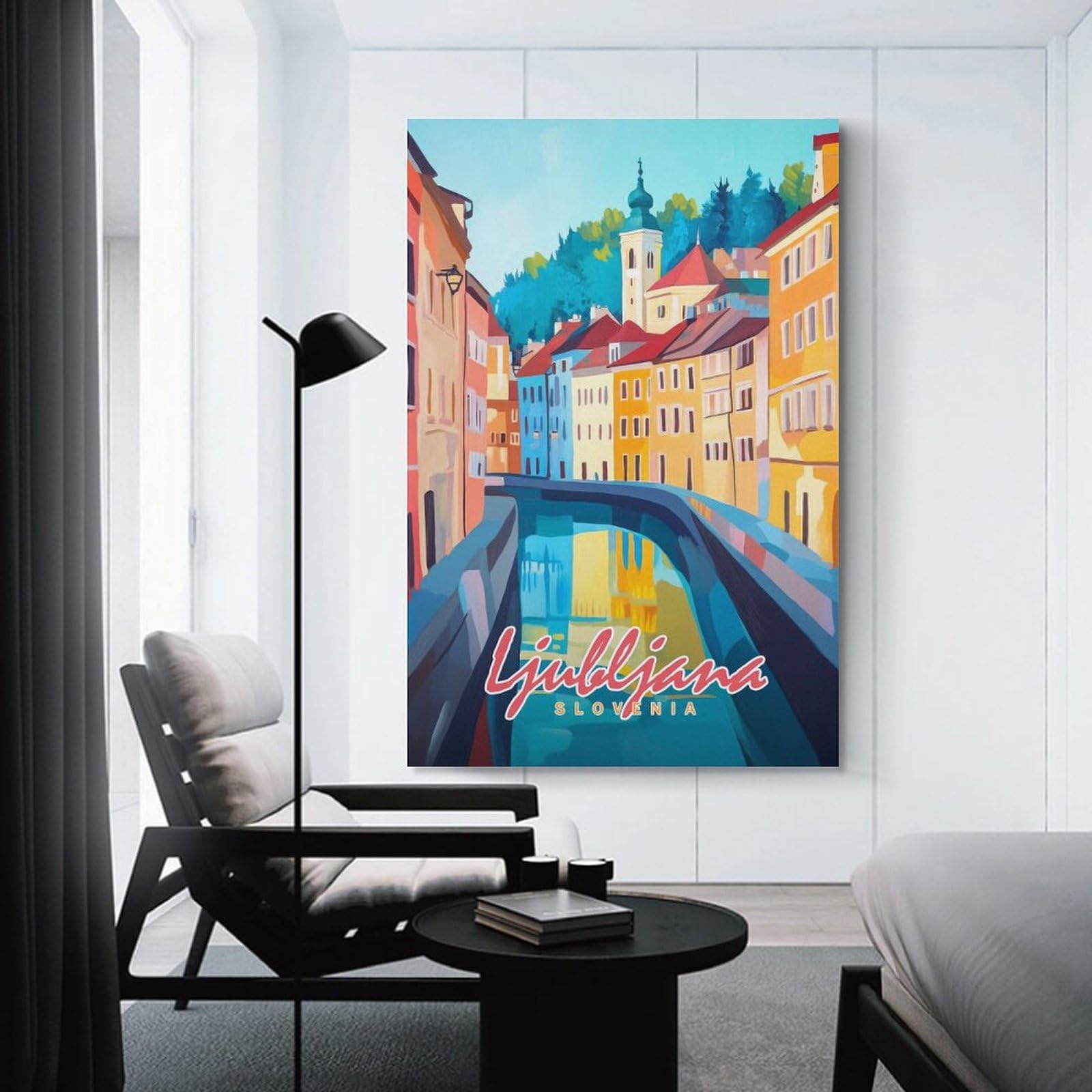 Junmoney Ljubljana, Slovenia Cityscape(2) Canvas Wall Picture 12x18inch(30x45cm), for Living Room, Bedroom Or Apartment Walls, Modern Wall Decor for Cosy Interiors