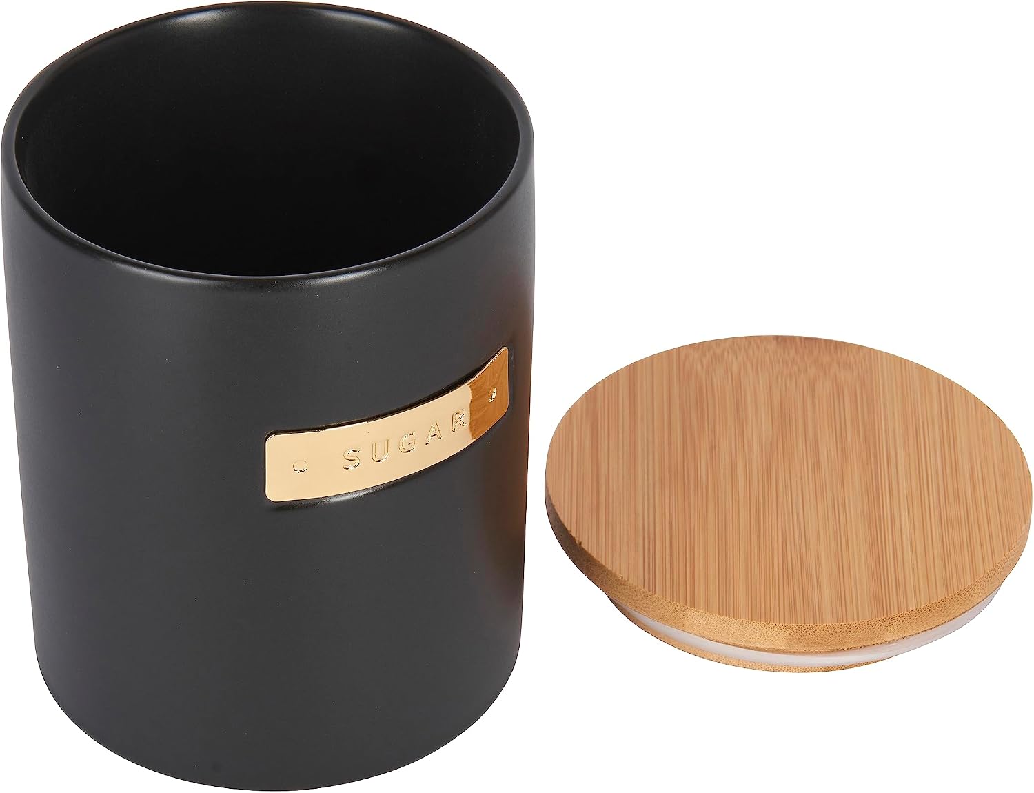 MasterClass Airtight Stoneware and Brass-Effect Coffee Storage Canister, 1 Litre
