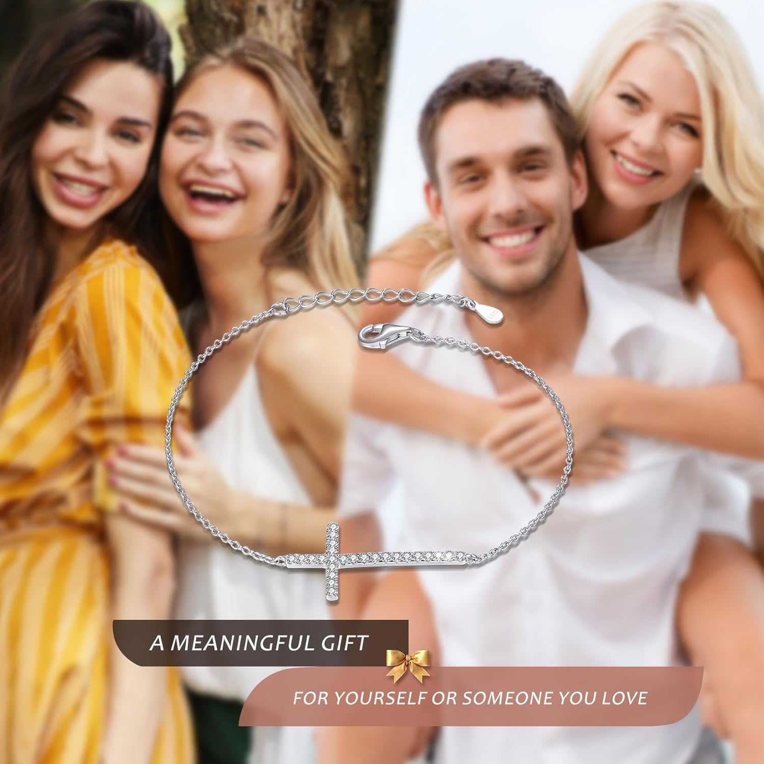 Cross Bracelet 925 Sterling Silver Sideway Faith Cross Religious Bracelet Birthday Christmas Jewelry for Women - Image 6