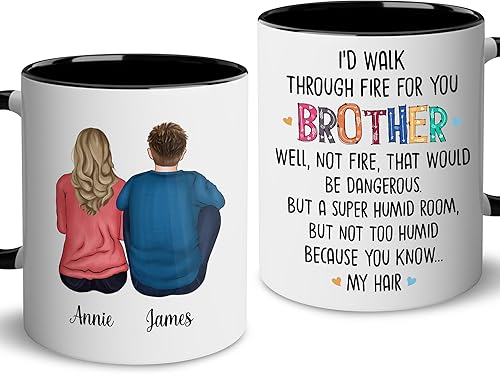 WHIDOBE Taza personalizada de cerámica personalizada de 11 onzas y 15 onzas con avatares, nombres, citas, regalo personalizado para hermano de parte