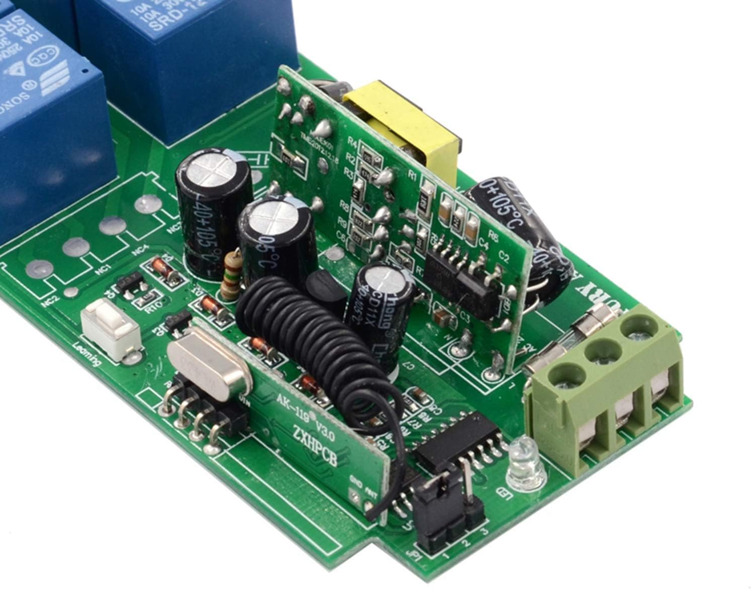 Smart Home AC85 V ~ 250 V 220 V 230 V 4 canales Interruptor remoto inalámbrico interruptor relé salida de voltaje módulo receptor interruptor inalámbrico y transmisor de 4 unidades