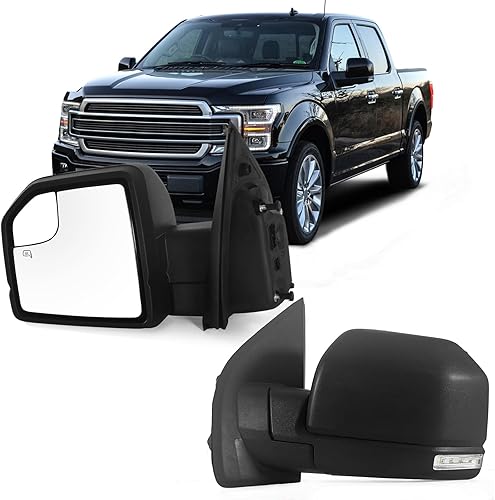 Miniatura 13 de Espejo Lateral del Lado del Pasajero Derecho con Ensamblaje de Vidrio de Punto Ciego Compatible con Ford F150 2015-2020 Con Luz de Giro Eléctrica 6