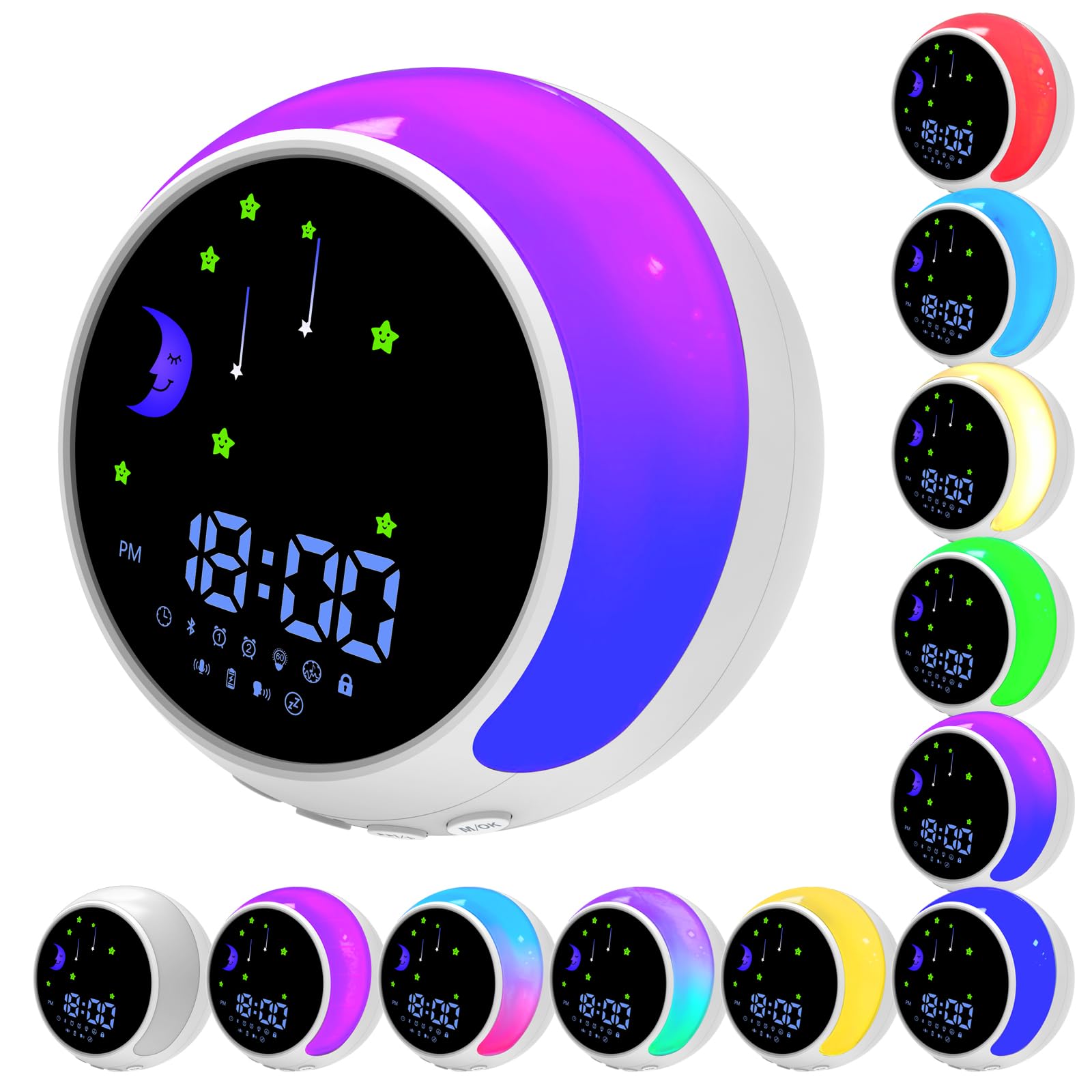 IFECCO White Noise Sound Machine - Sound Machine for Sleeping with 2 Alarm Clock,Bluetooth Speakers,Touch Control 11 Colors Night Light,Portable Sound Machine for Adults Kids