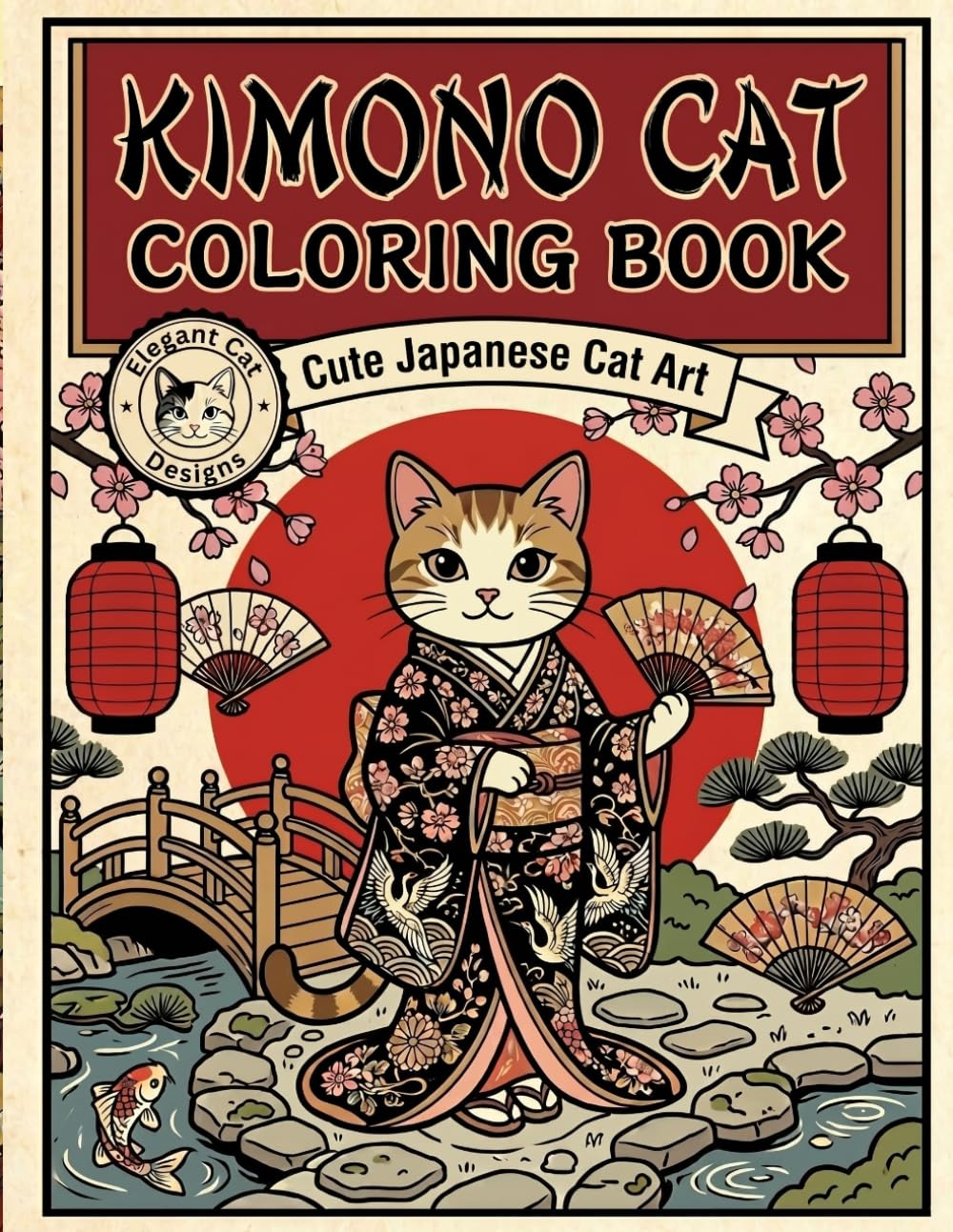 KIMONO CAT COLORING BOOK: Elegant Ukiyo-e Style Cats, Traditional Japanese Kimono Designs, and Relaxing Coloring Pages for Adults and Teens