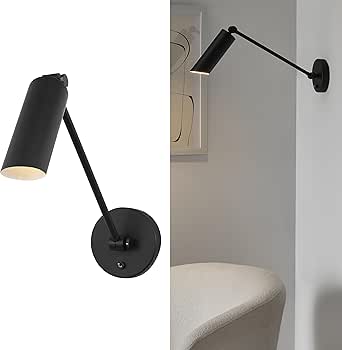 Scott Living 1-Light Frasar Modern Wall Sconce in Midnight Black Finish with Midnight Black Shade DJW1121MBK, Vanity Light for Bathroom Decor, Bathroom Lighting Fixture Over Mirror in Home Improvement