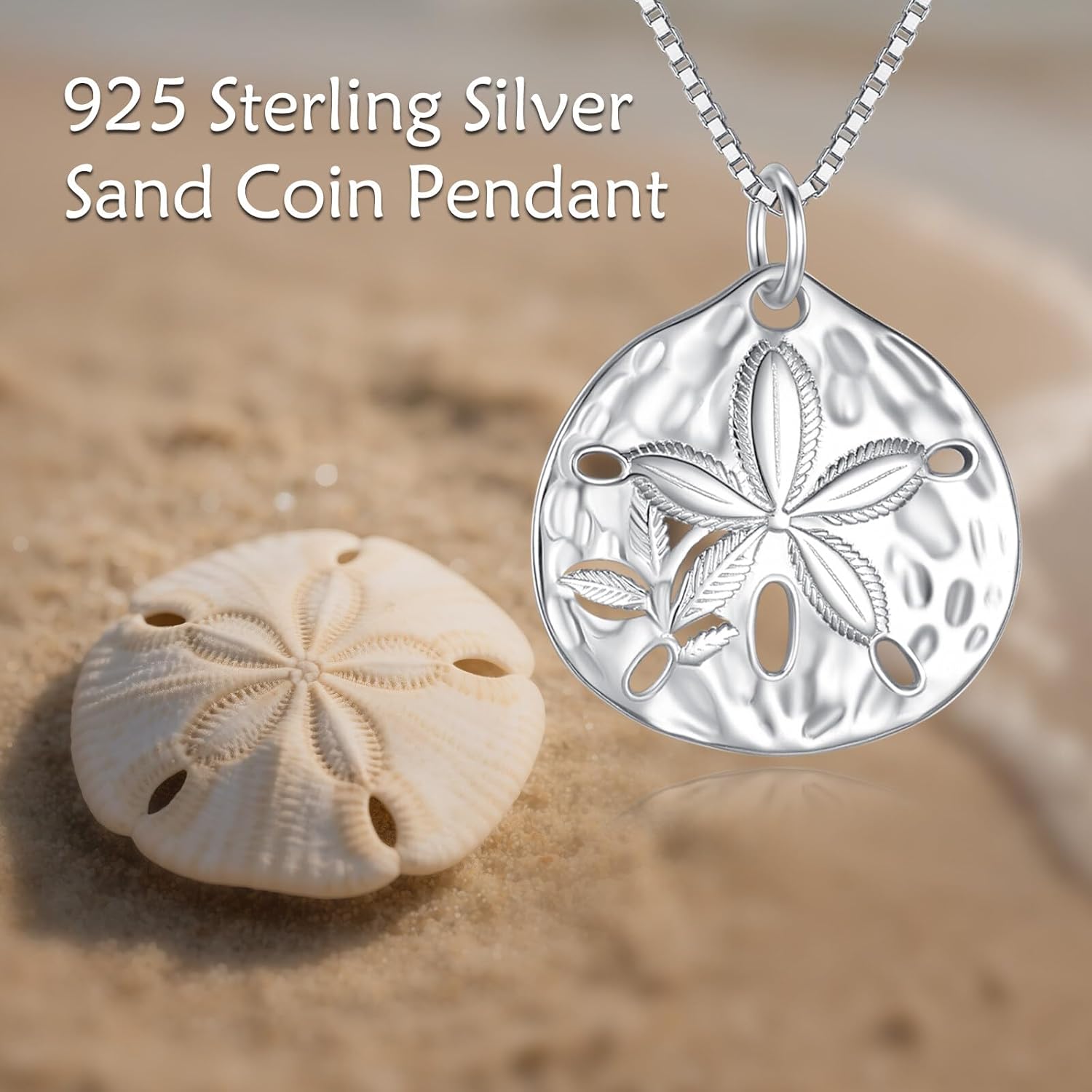 Sand Dollar Necklace for Women 925 Sterling Silver Ocean Beach Jewelry Sea Life Pendant for Nature Lovers