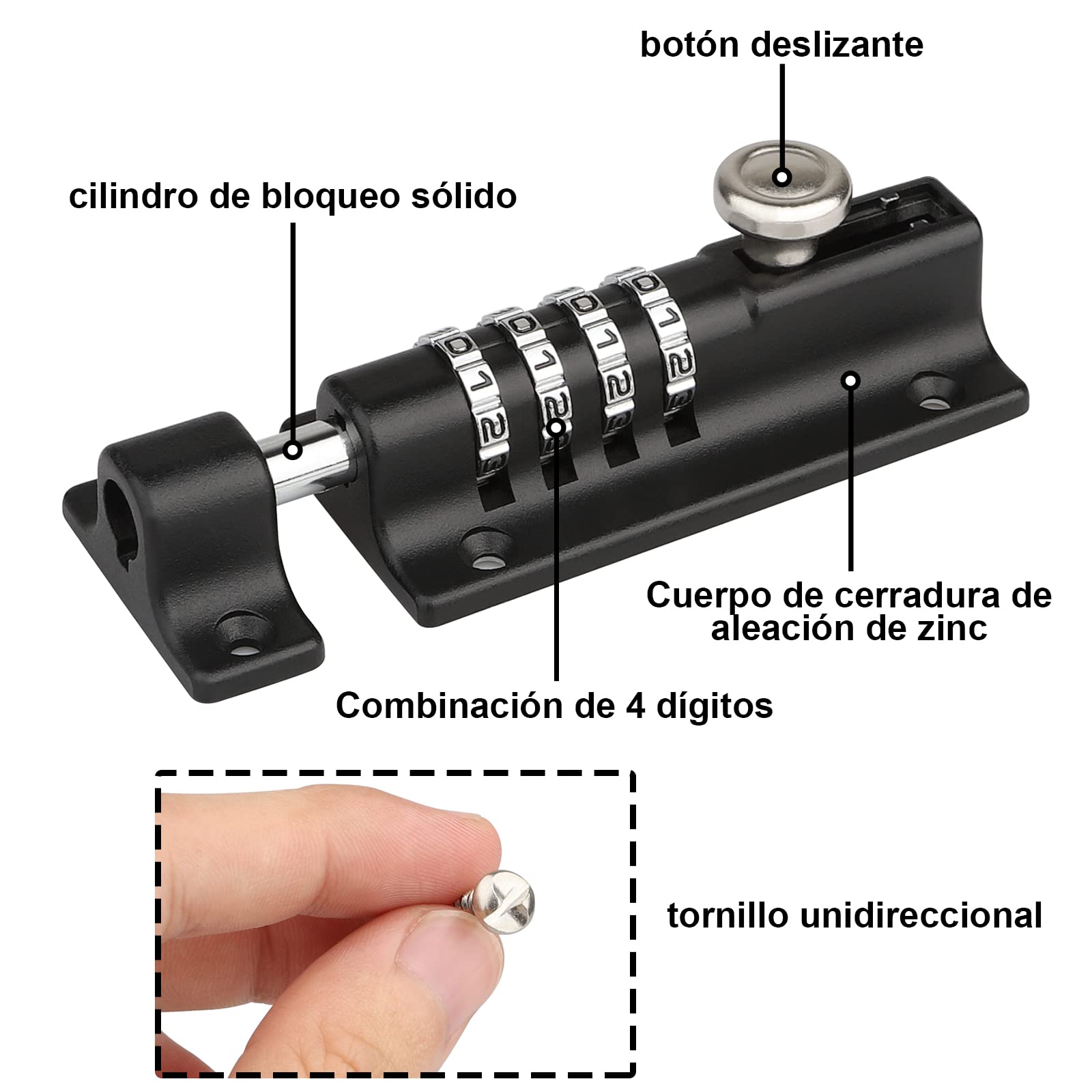 Cerrojo De Combinación 2 Piezas - 4 Dígitos 120mm - Para Cobertizo, Garaje Y Más