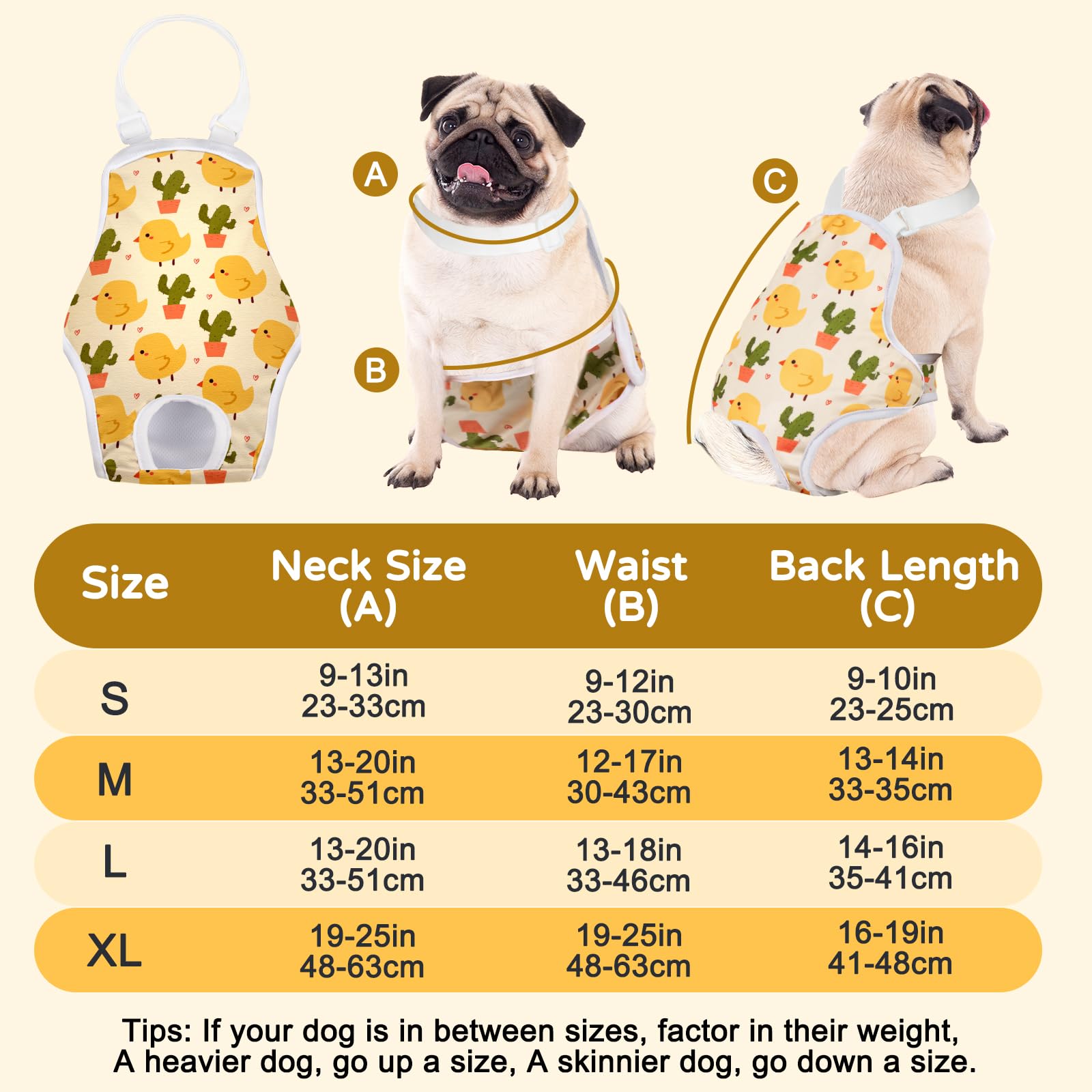 MICOOYO Hundewindel, Einteiler, Sanitärhöschen, Wiederverwendbare Hundewindeln für Hunde Welpen, waschbare Hundehose mit verstellbarem Hosenträger, Aniamls, L
