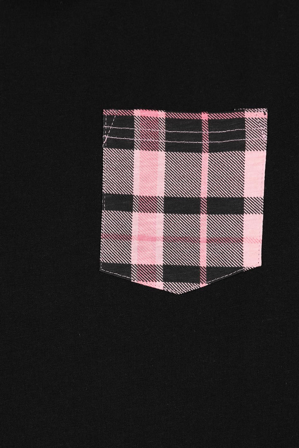 thepyjamafactory Pigiama da Bambina in Cotone con Gamba Lunga Scozzese Nera e Rosa per Bambini