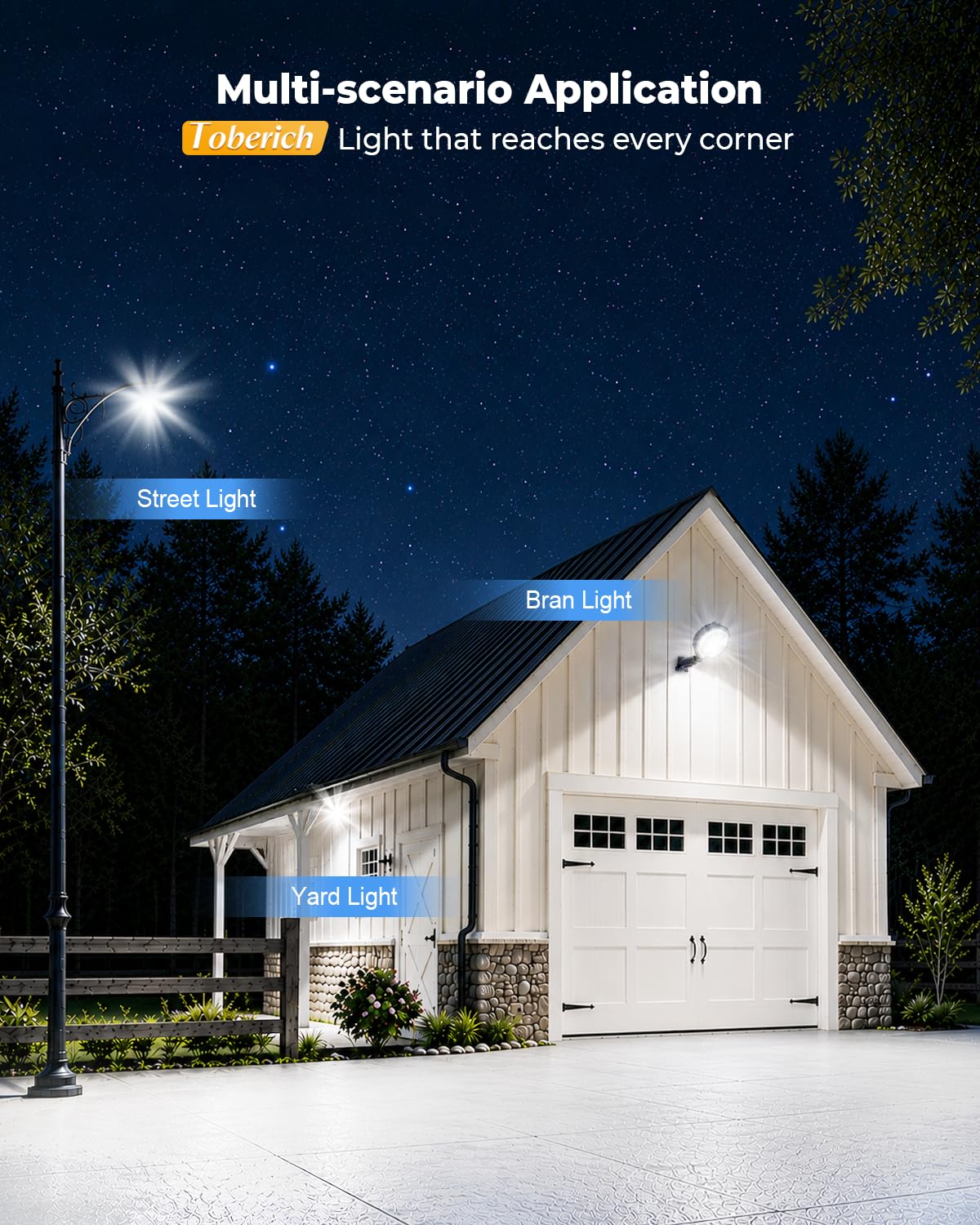 toberich - 4-pak lamp LED do stodoły 150 W, 18000 lm, oświetlenie zewnętrzne z fotokomórką 6500 K, regulowany kąt, IP66 światło dzienne, wodoszczelne, do GCD-01