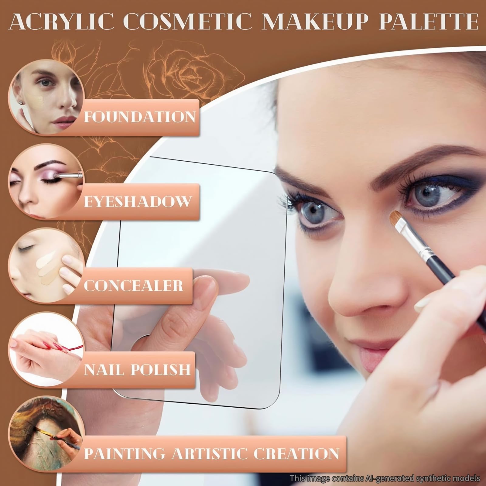 Paleta de maquillaje cosmética acrílica, juego 4 en 2, paleta de mezcla de maquillaje con espátula, bandeja de mezcla de maquillaje, paleta de mezcla de base, paletas de pintura