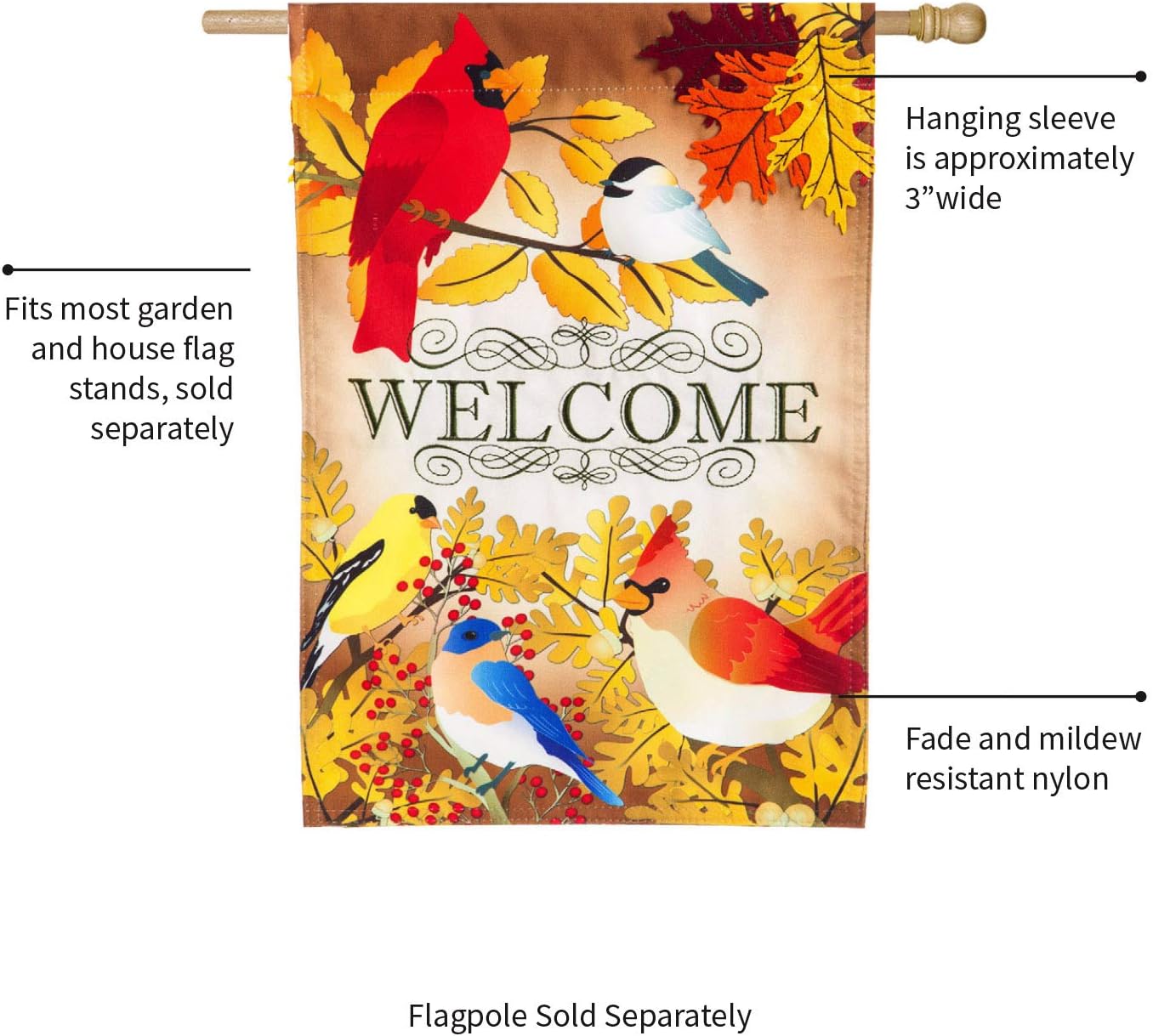 Evergreen Flag Beautiful Autumn Song Bird Double Sided Linen House Flag - 28 x 44 Inches Fade and Weather Resistant Outdoor Flag for Homes, Yards and Gardens
