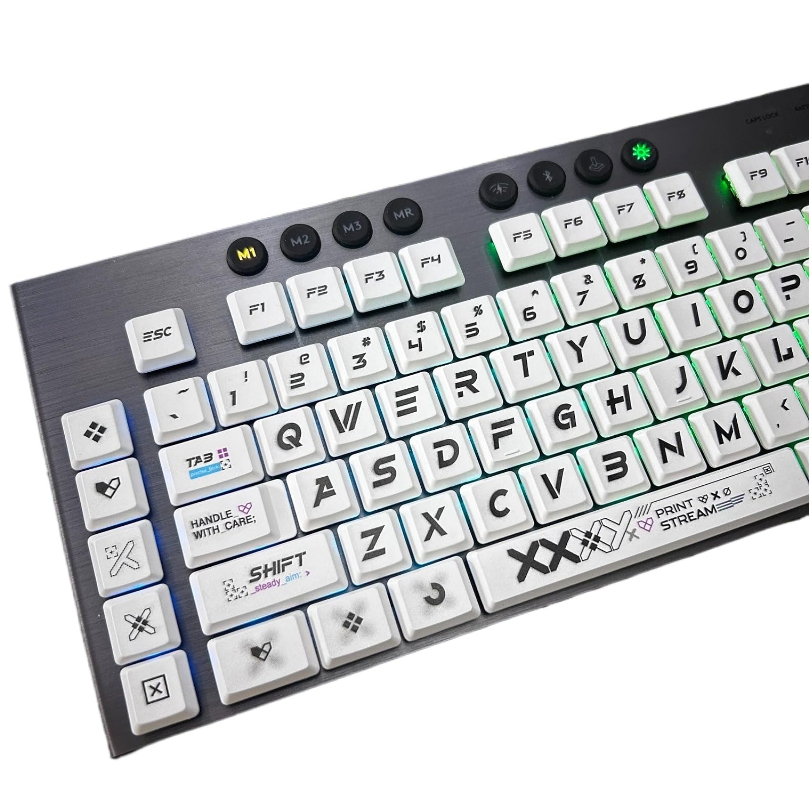 Juego de teclas de perfil bajo PBT/ABS para Logitech G813/G815/G913/G915/G915 TKL RGB teclado mecánico para gaming, diseñado para disposición estadounidense (QWERTY), para jugadores (blanco, opaco