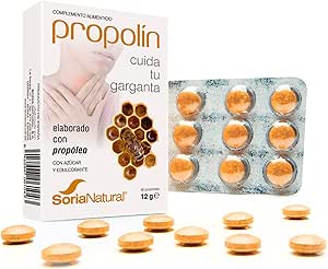 Soria Natural Propolín | Caramelos de Propóleo para Aliviar el Dolor de Garganta | Faringitis, Inflamación de garganta, Pérdida de voz, Irritación en boca y encías | 48 caramelos de propolis