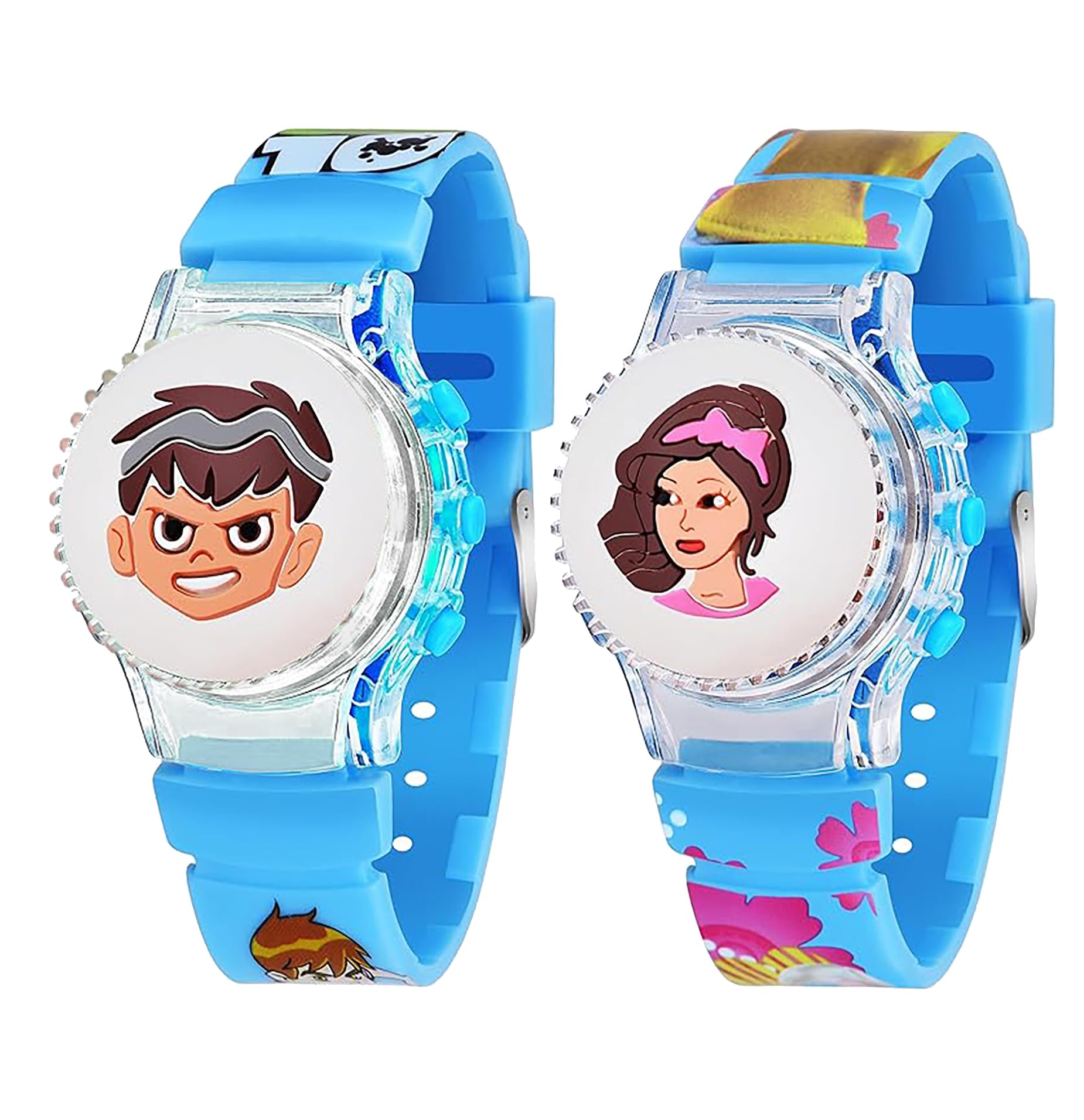Time Up Digital Dial Combo of 2 Cartoon Glowing Rotating Cap Kids Toy Watch for Boys & Girls (Age:3-10 Years)-RC256-BN-50X (SkyBlue-LightBlue) (B0CYT3PJT8) Amazon Price History, Amazon Price Tracker