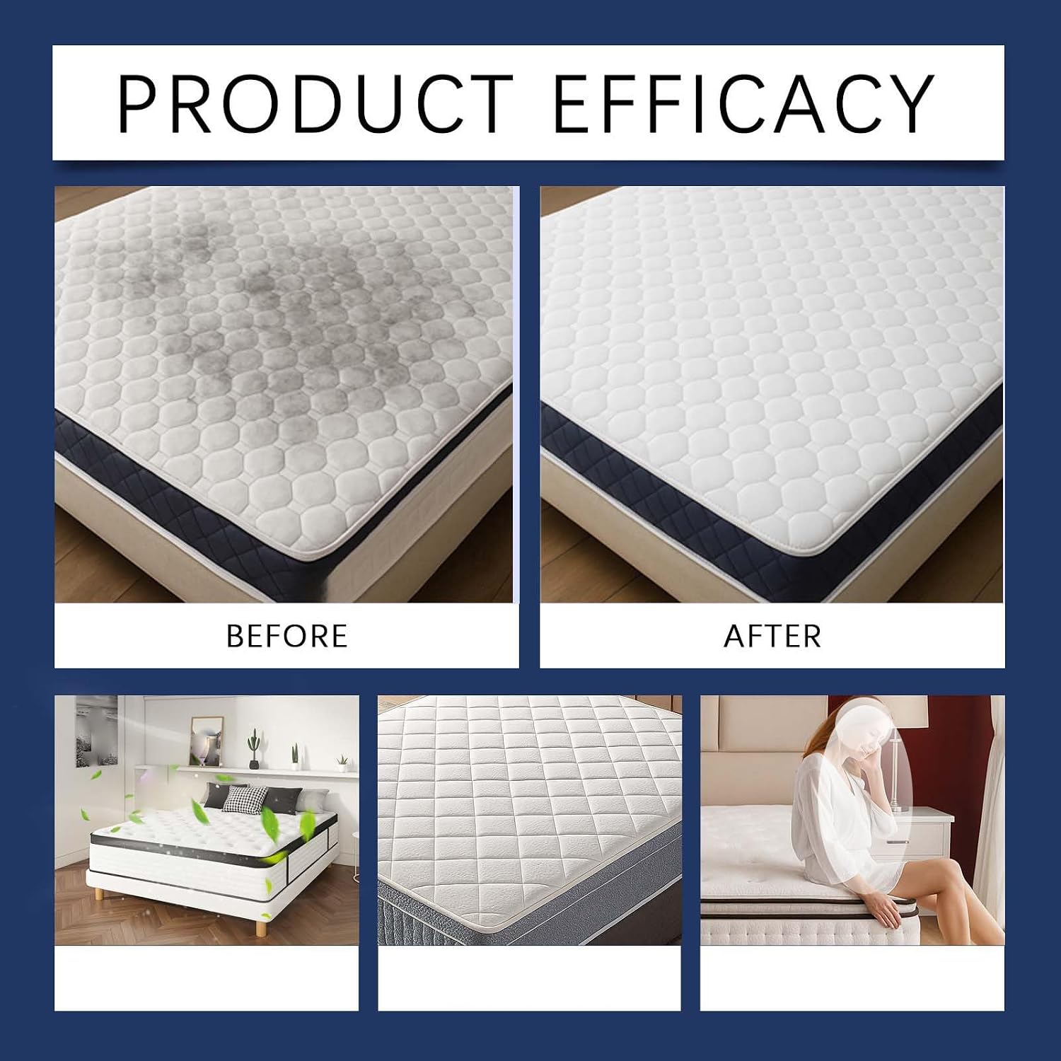 Multi-Surface Mattress Foam Cleaner, Powerful Mattress Dry Cleaning Foam, Spray, Foam, Vacuum - Deep Clean Without Soaking, Waterless Deep Cleaning Gentle, for Couch Rug Carpet Upholstery (2)