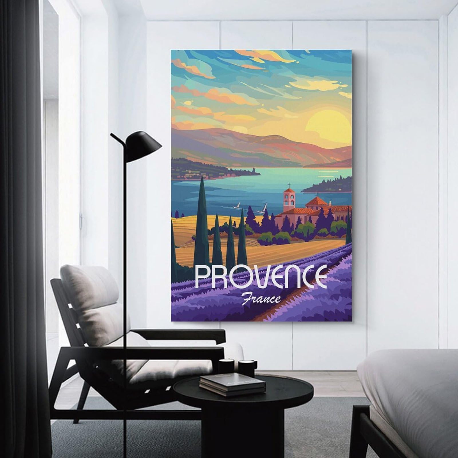Junmoney Unframe-Style-19-1 Canvas Art Print Provence France, 12X18inch(30X45cm), For Office, Study Or Home Workspace, Wall Art That Adds Style To Work Areas