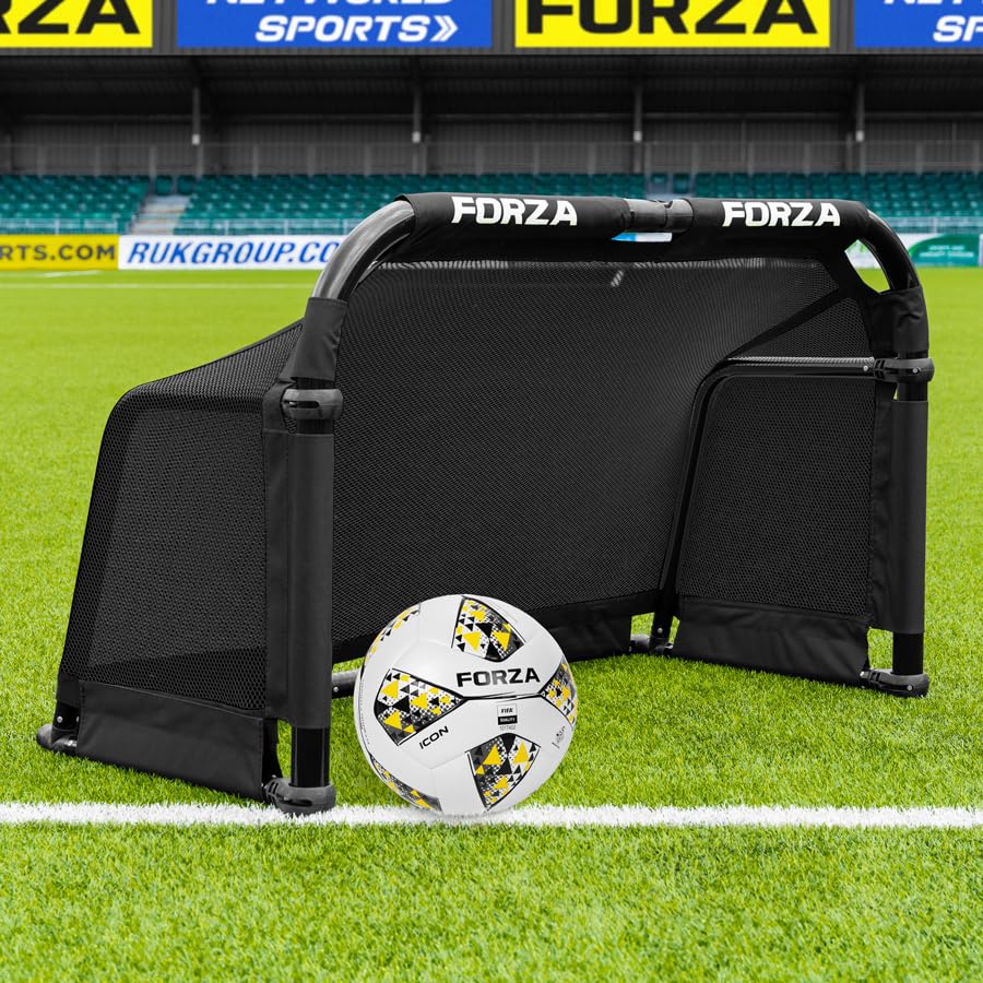 FORZA POD Goal - PRO ALU50 Folding Football Goal | Fold-Away & Freestanding Target Goals | Carry Bag Included - Multiple Sizes & Colours (Black, 3ft x 2ft)