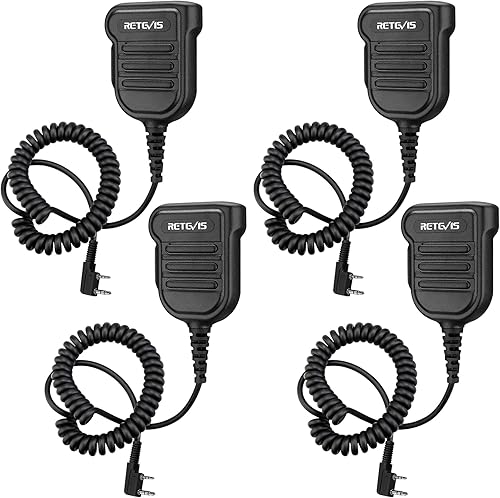 Retevis Altavoz Walkie Talkie RT86, conector de audio de 0.138 in, micrófono de altavoz de hombro impermeable IP54, para radio bidireccional RT68