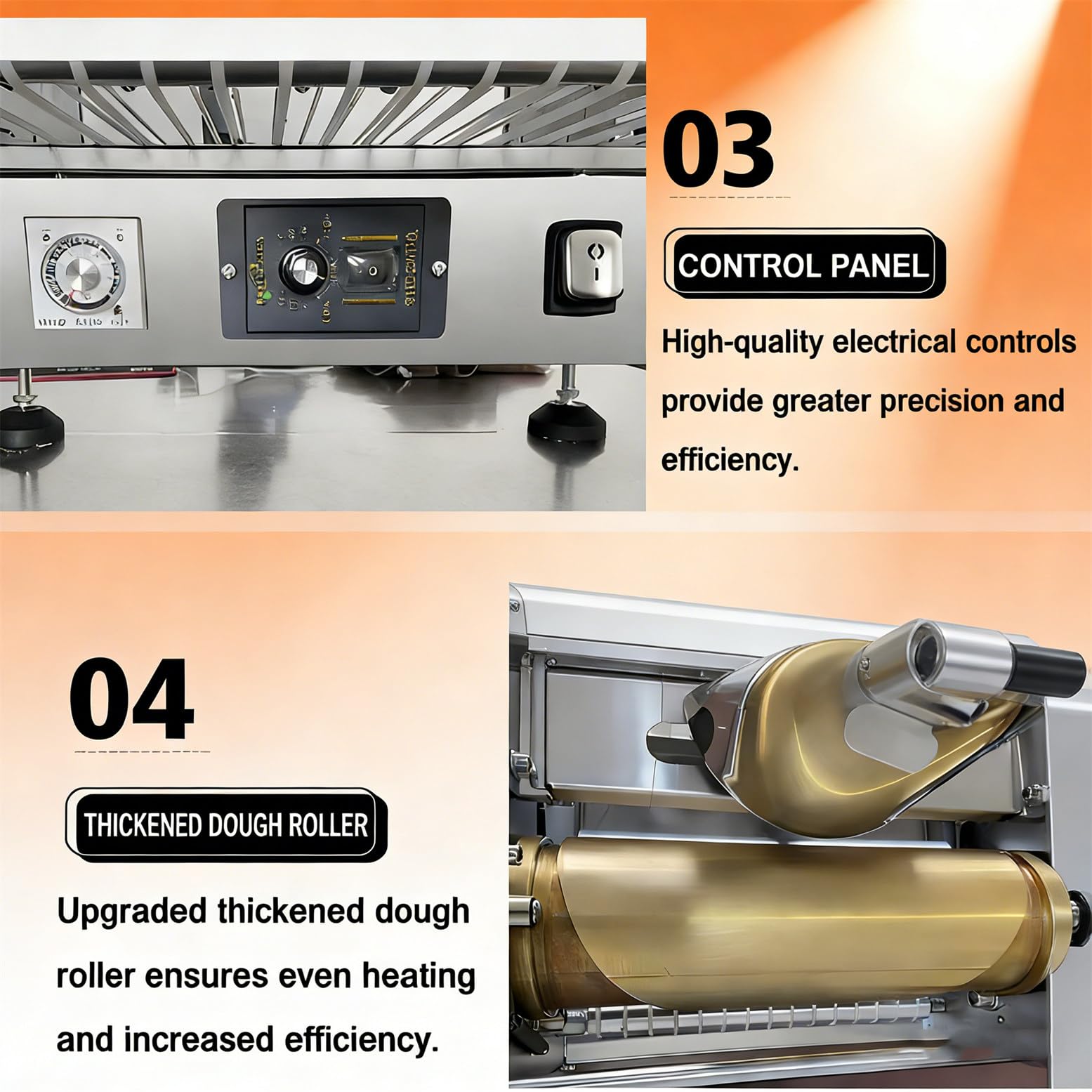 Máquina para Hacer Crepes Profesional automática de 2200 W con Temperatura y Velocidad Ajustables para Preparar Crepes de mil Capas (15 cm/20 cm) 6in