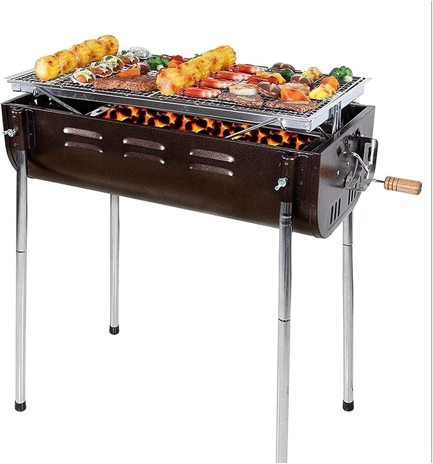 Charcoal Grill Premium Charcoal Grill Cast Iron Grill Large Picnics Patio Grill Barbecue Outdoor Portable Full Set of Household More Than 5 People Thickened Charcoal Charcoal
