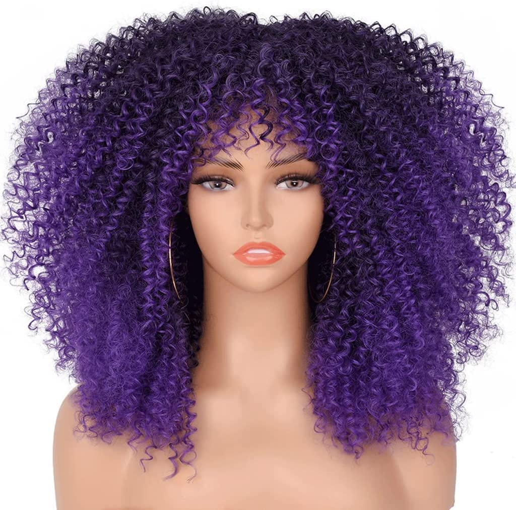 parrucca realistica Parrucca Da Donna Capelli Corti Ricci Stile Africano Parrucca Con Frangetta Per Donne Nere Parrucca Riccia Riccia 14 Pollici/35 Cm Parrucca Da Gioco Di Ruolo eleganza naturale