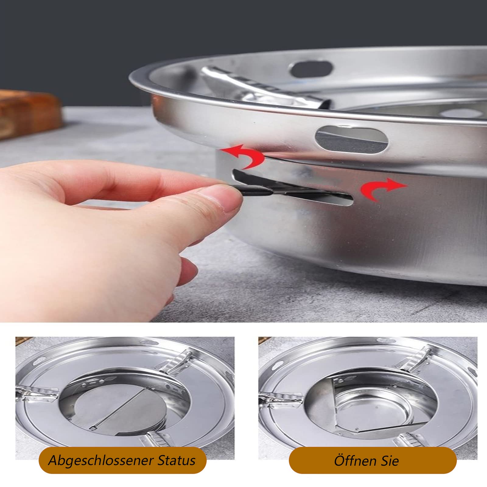 PROPFE Spirituskocher Für Innenräume mit Topf,mit 5 Handtuch,tragbare spirituskocher fiir innenraume,Spirituskocher mit Topf Camping Kocher aus Edelstahl,25cm