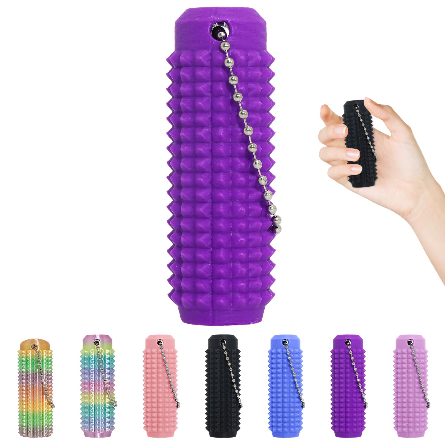 XNJAMG Little Ouchies Fidget Toys,Pain Stim Fidget Toy Reduce Stress for Adults,Anxiety Relief Pain Stim,Spiky Fidget Keychain for Anxiety and Stress Reduction,Novelty Gifts for Friends(1PCS/Purple)