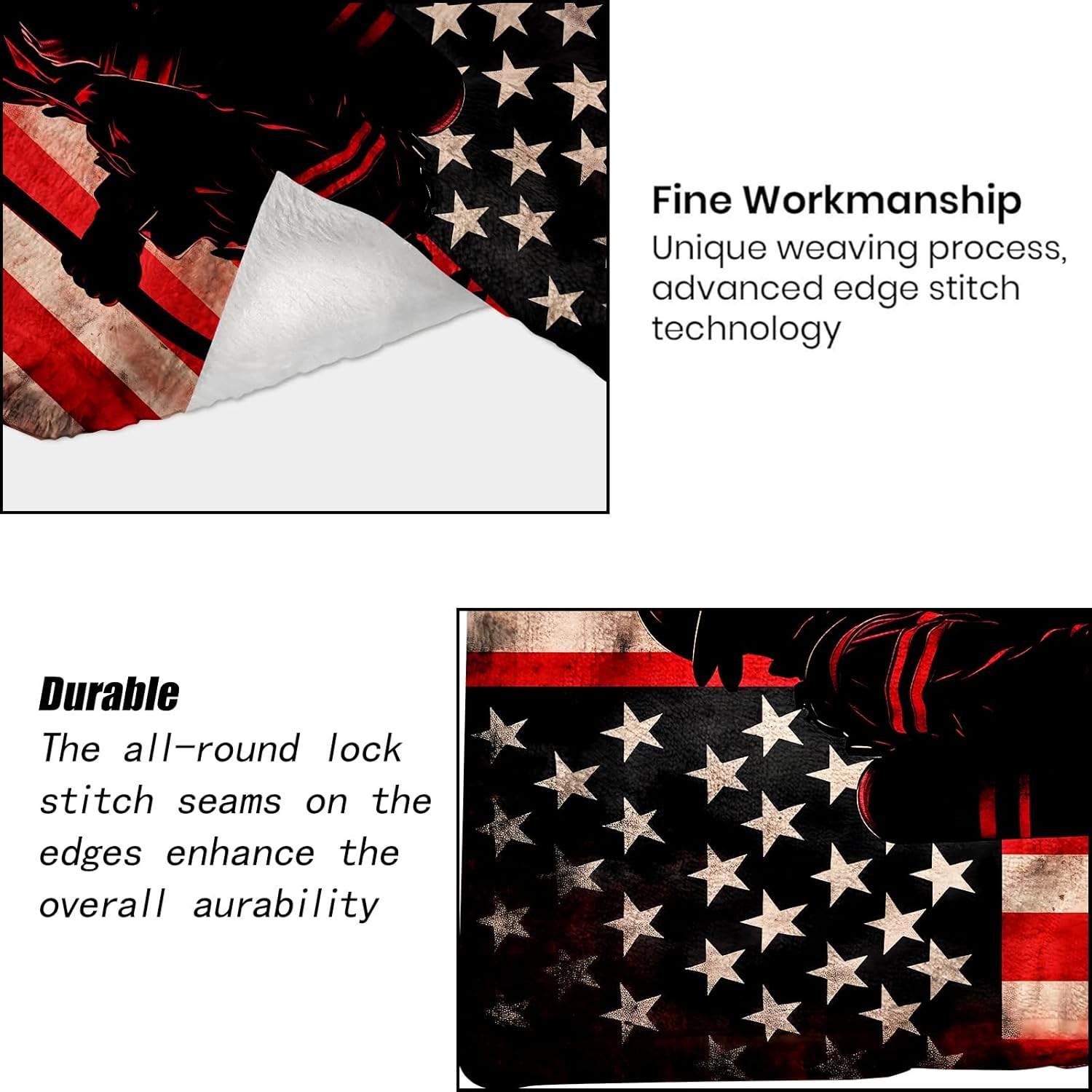 Patriotic Firefighter Blanket - American Flag and Heroic Silhouette Fleece Throw,Gifts for Adult, Soft & Warm,Lightweight, for Modern Decor, Honoring First Responders,Room Home Accents 50x60in - Image 4