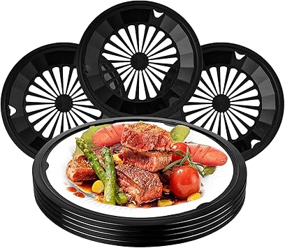 12 Packs Paper Plate Holders, Heavy Duty with Snap-in Grooves, 10 Inch Reusable Plastic Paper Plate Holders Supports for Picnic Party Dinner Black