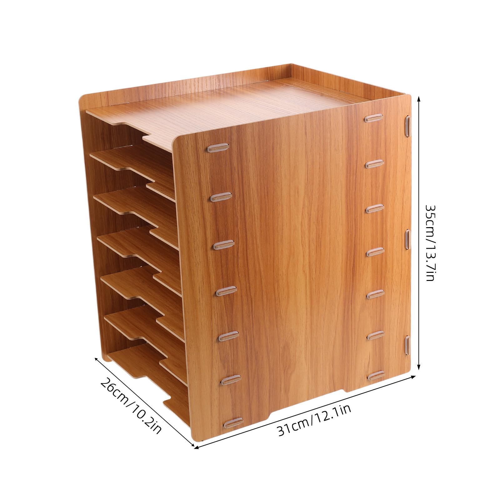 OSALADI Portadocumenti da Scrivania in Legno con 7 Livelli, Struttura Rinforzata e Design Naturale, Organizer Componibile per Ufficio e Spazio di Lavoro