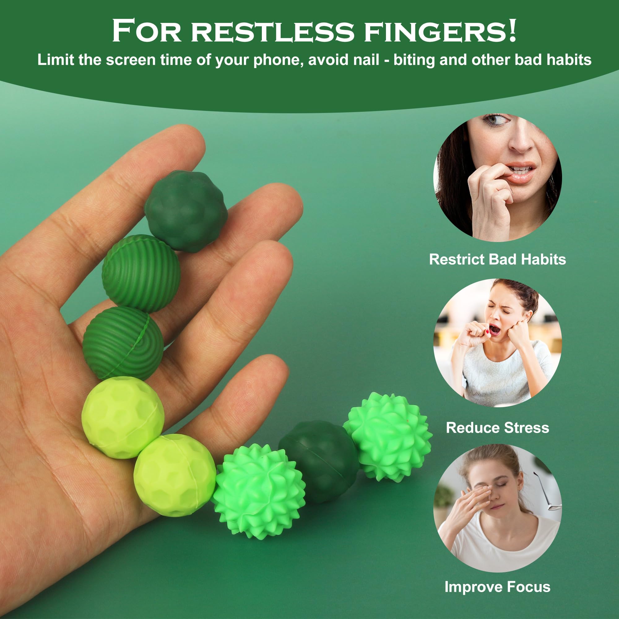 8 Pezzi Verde Magnetiche Antistress In Silicone, Palline Magnetiche Fidget Toys, Palline Magnetiche Gioco Antistress, Massaggiare la Pelle e Rasserenare la Mente, Divertimento