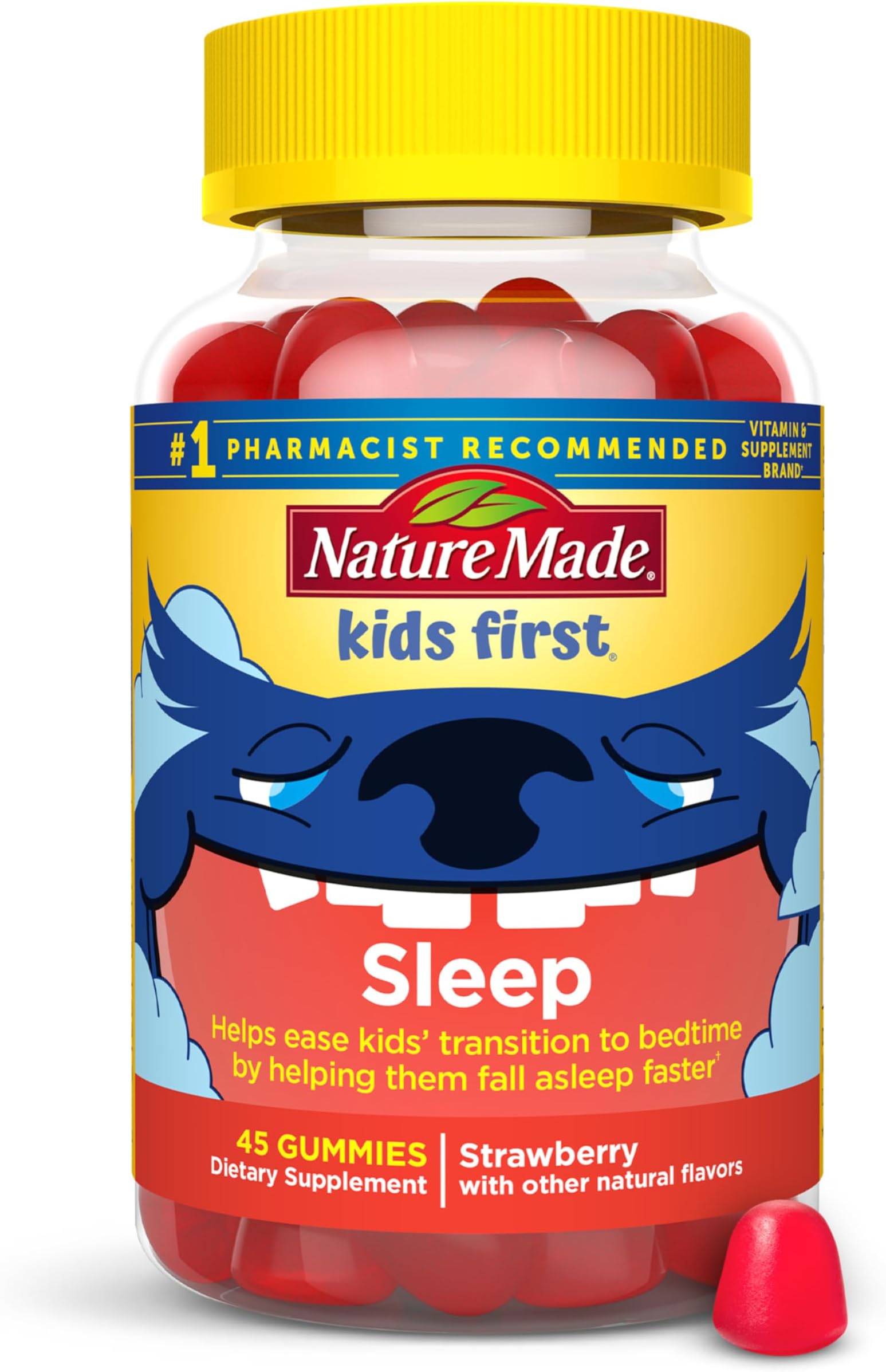 Nature Made Kids First Sleep Melatonin Gummies, 100% Drug-Free Sleep Aid, Kids Sleep Gummies for Restful Sleep, 45 Count