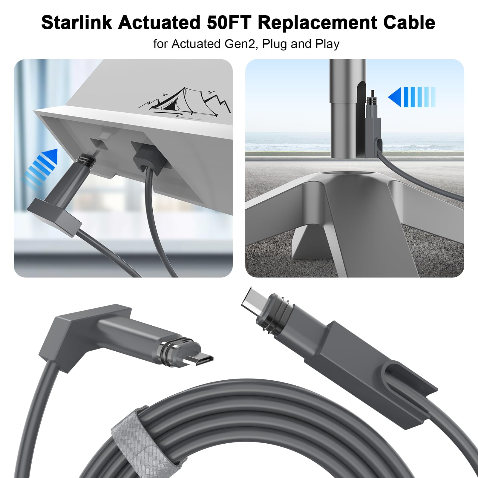 Amazon | Starlinkケーブル 50フィート Starlink Actuated Gen 2対応