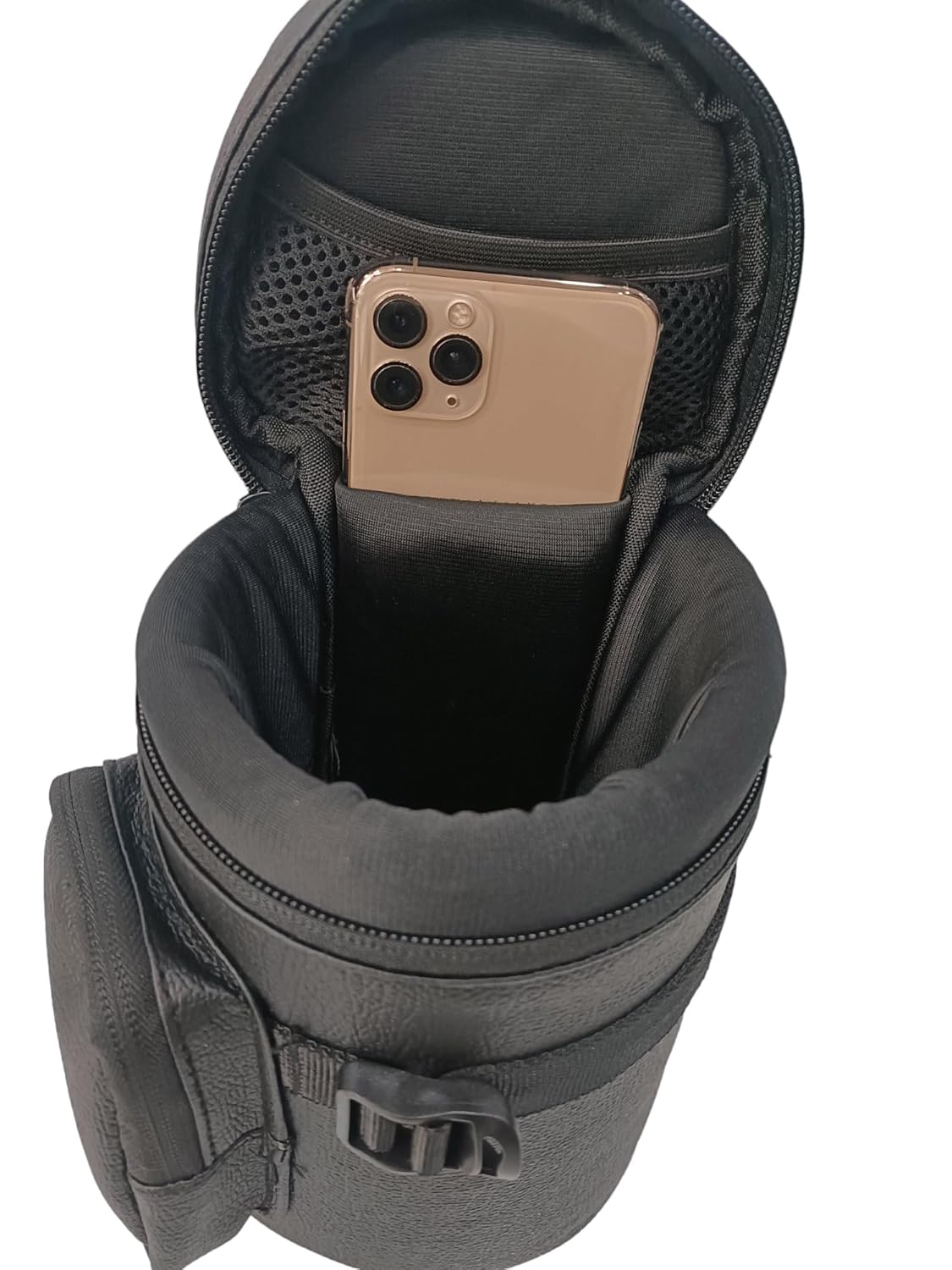Fabric Dslr Leathar Camera Side Lens Carry Pouch Black 7X5X5 Size 8.5 Lens Inner Mobeil & Battery Pouch