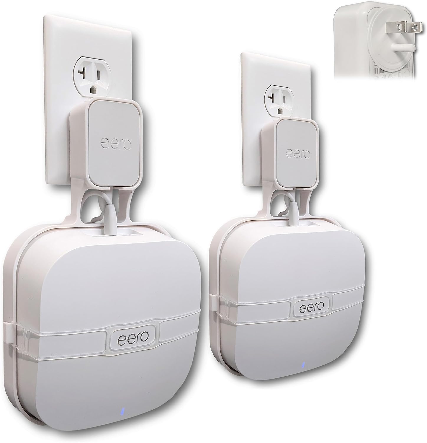 The eero Pro Genie for eero Pro 6 and 6E Wall Mount Outlet Holder Stand (3-Pack) | Lowest Profile | Open Access | Multiple Install Options | Reinforced Support | Horizontal Outlets