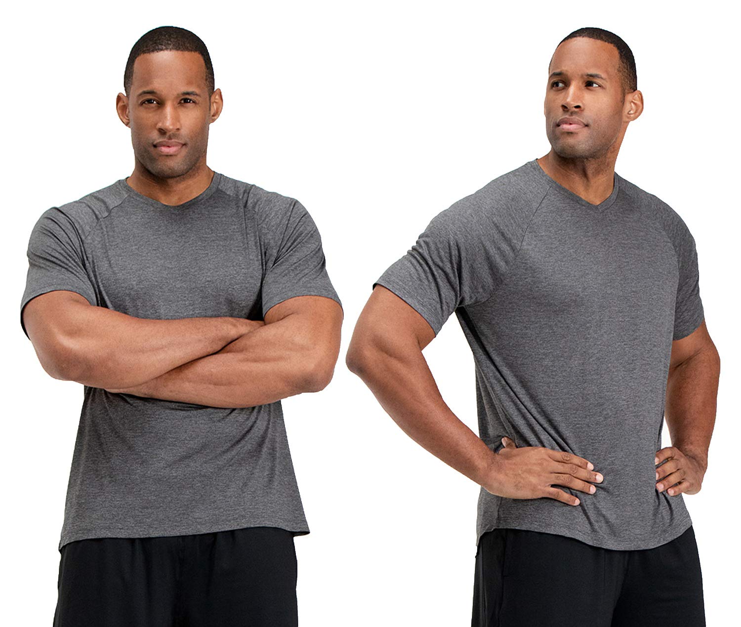 DEVOPS2 or 5 Pack Men's UPF 50+ Sun Protection Moisture Wicking Dry-Fit Short Sleeve Workout V-Neck Shirts