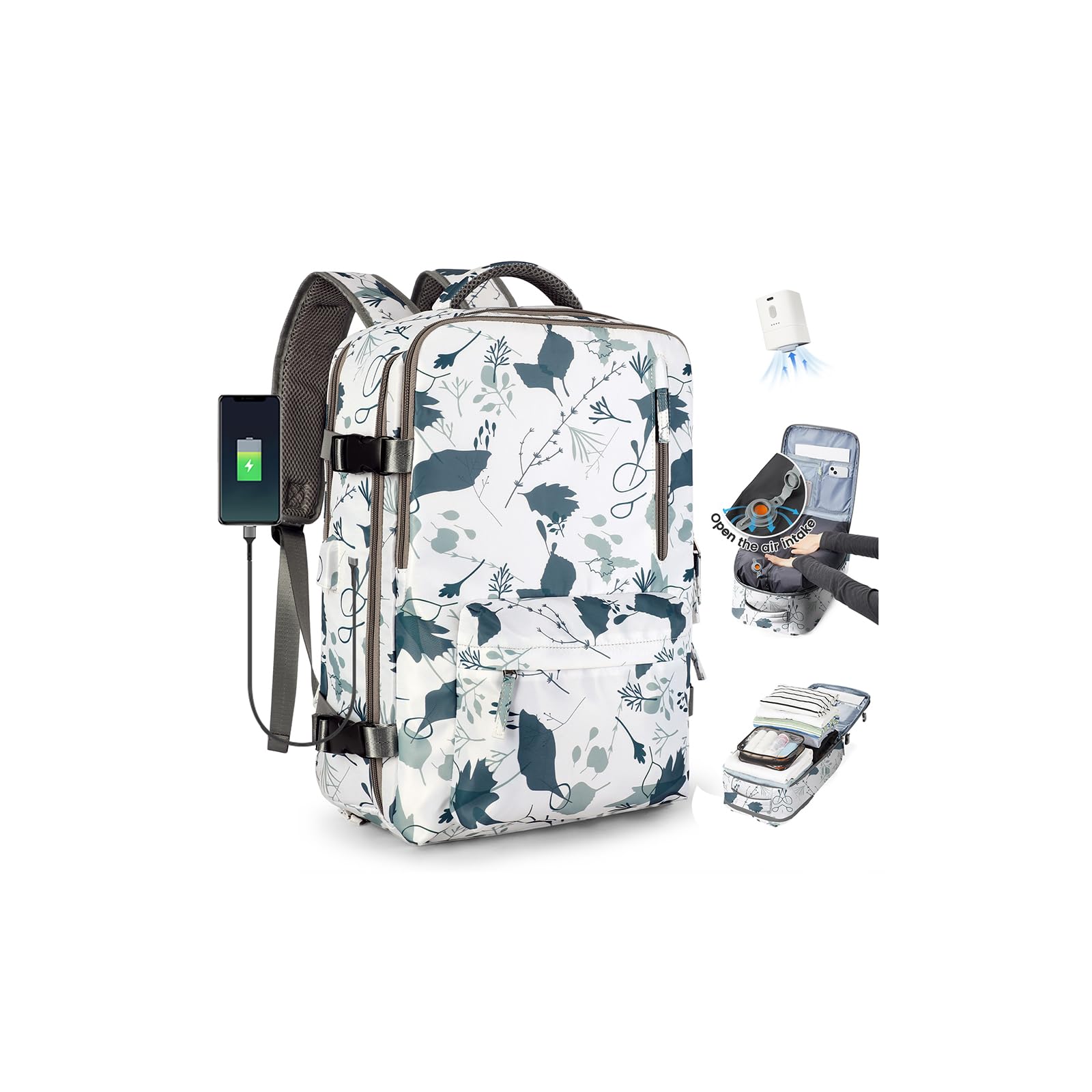 SZLX Zaino Ryanair 40x30x20 Sottovuoto Bagaglio a Mano 40x20x25 Donna Zaino da Viaggio 40x30x20 Wizzair Borse da Cabina per Easyjet 45x36x20 Uomo per Laptop 14 Pollici con Porta USB e Porta Scarpe