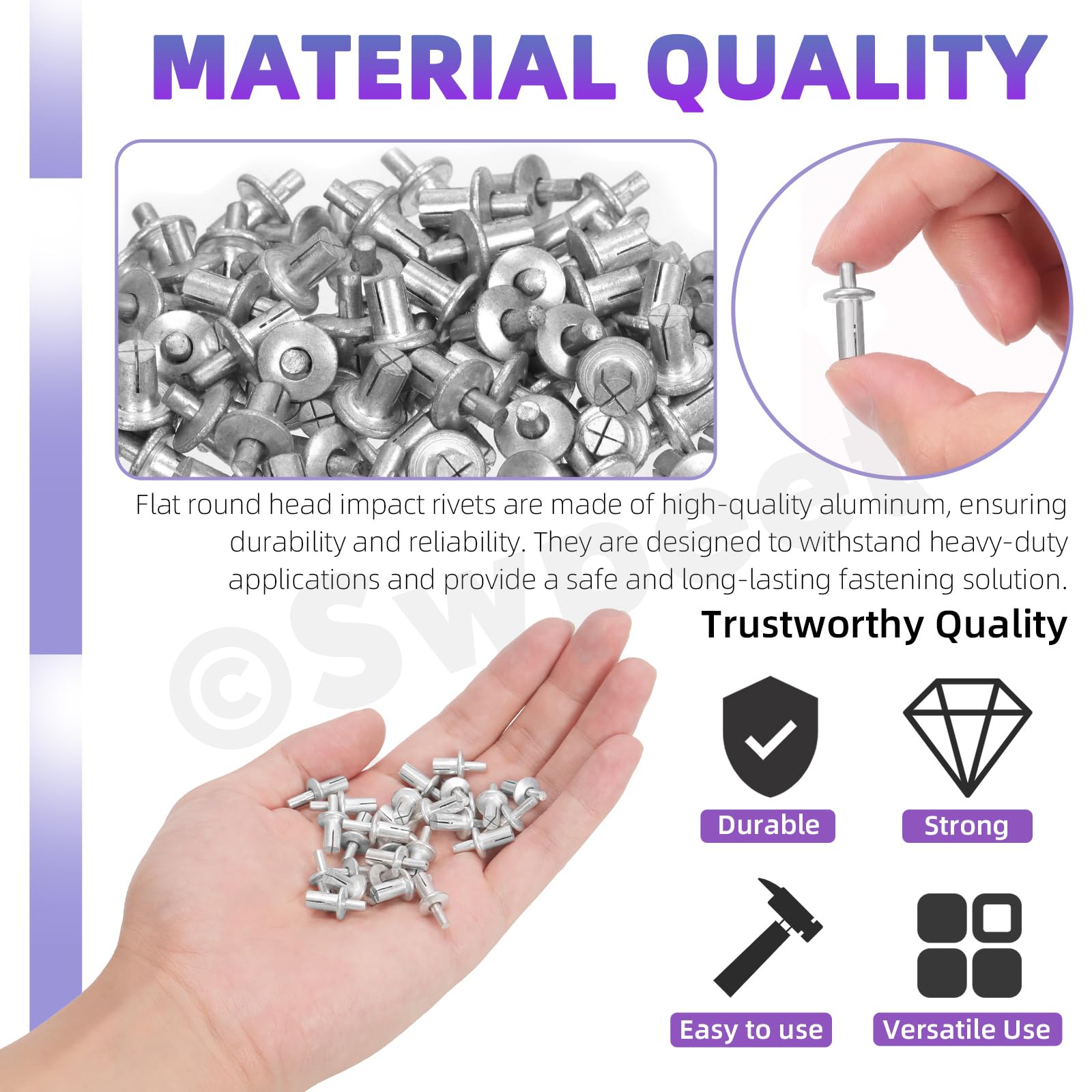 130 Pcs Rivets Kit - M5 Aluminum Core Rivets -3