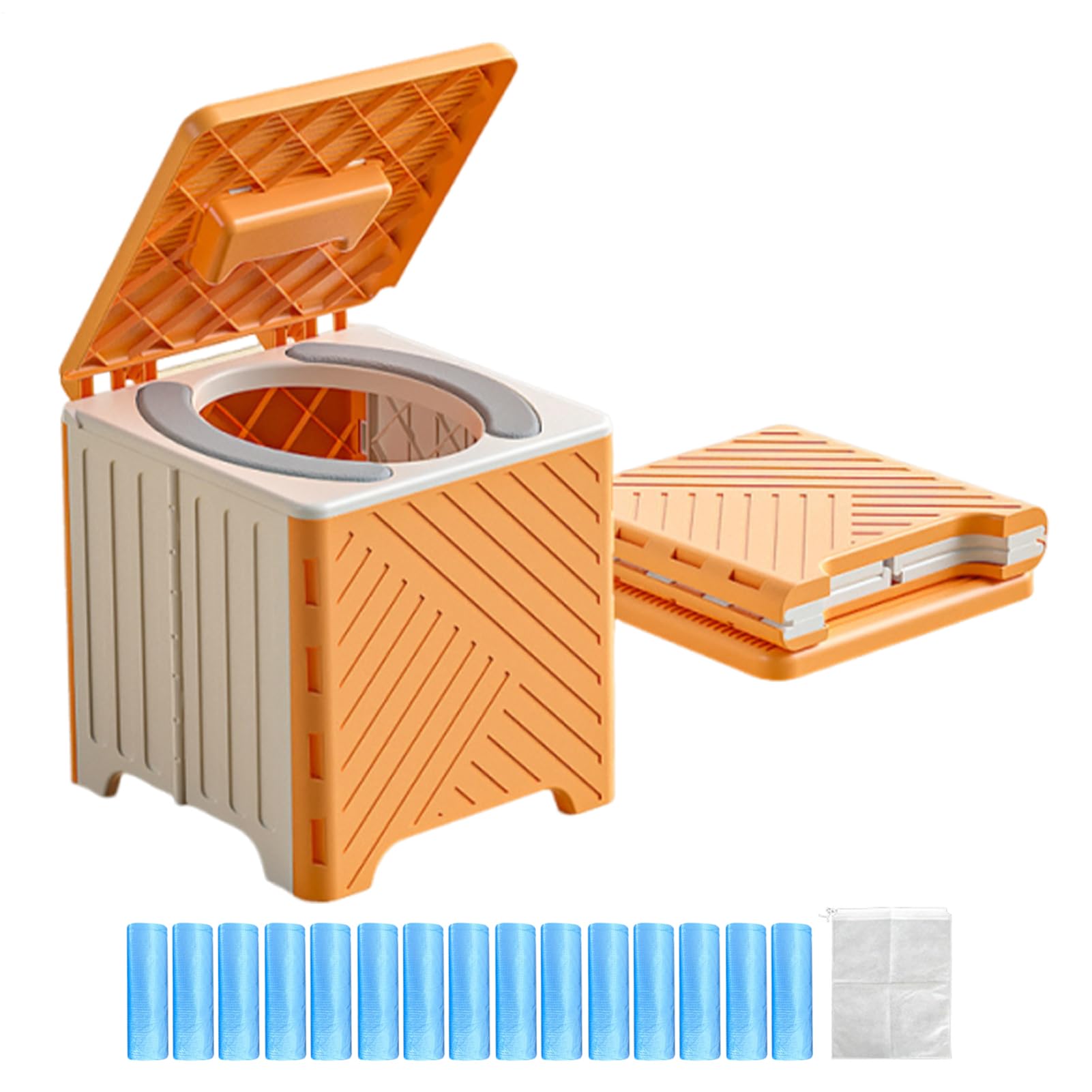 Toilette portable pour adultes camping pliable avec réservoir déchets anti-dérapant